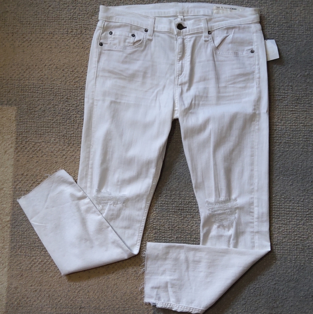 Rag & Bone Dre Capri Distressed White Jeans - 31